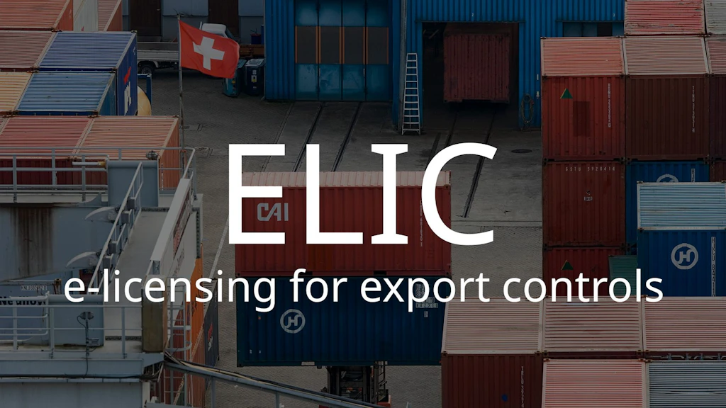 Text on the image: ELIC, e-licensing for export controls
