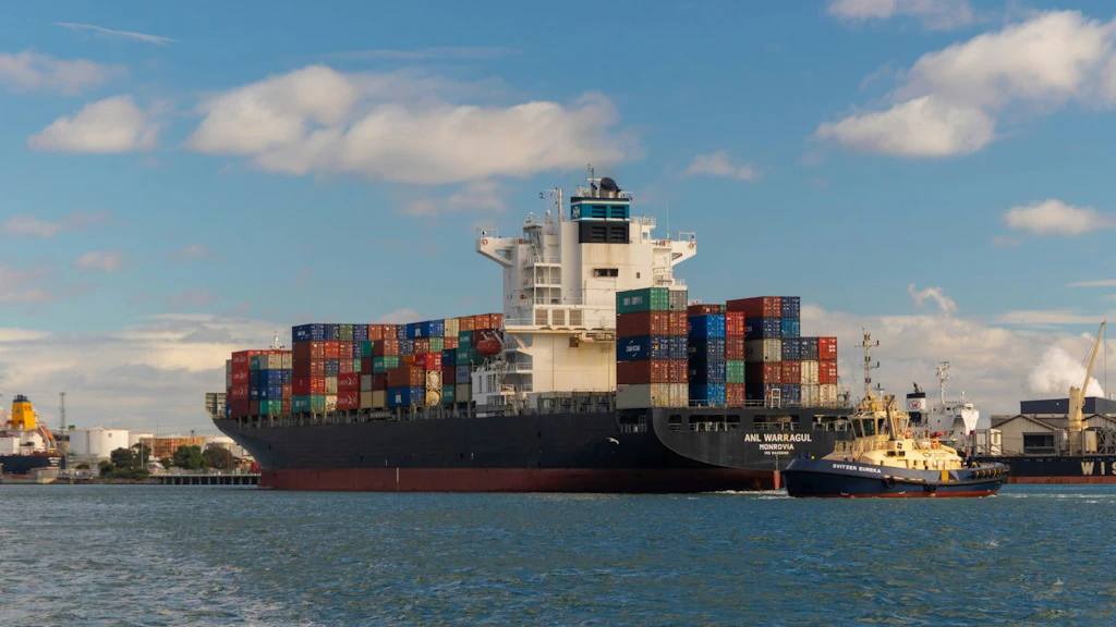 Schiff, das Industriegüter transportiert