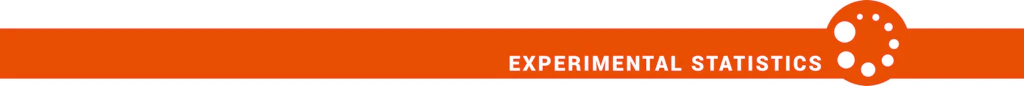 Oranger Balken mit Text: "Experimental Statistics".