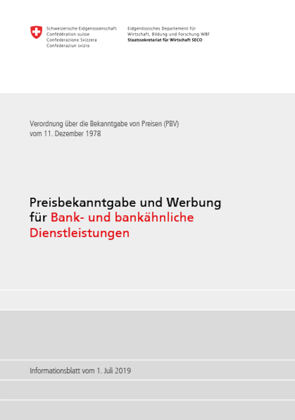 Preisbekanntbabe und Werbung für Bank- und bankähnliche Dienstleistungen