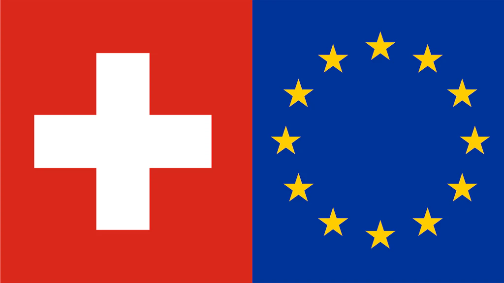 Swiss and EU flags side by side