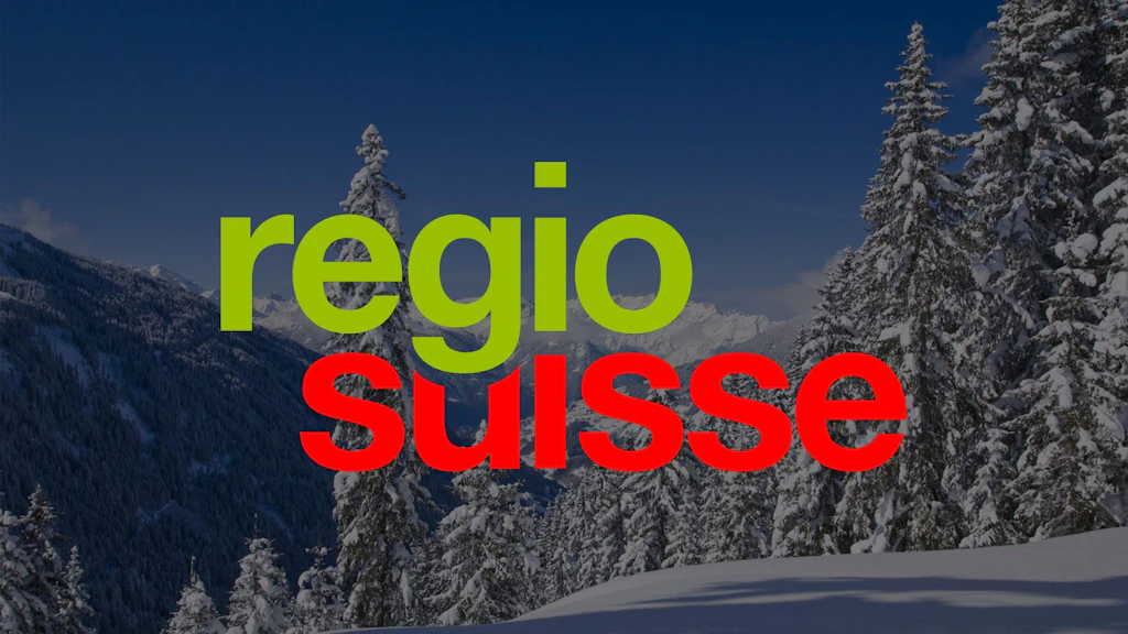 Text on image: Regio Suisse. Background: Snow-covered mountain landscape.