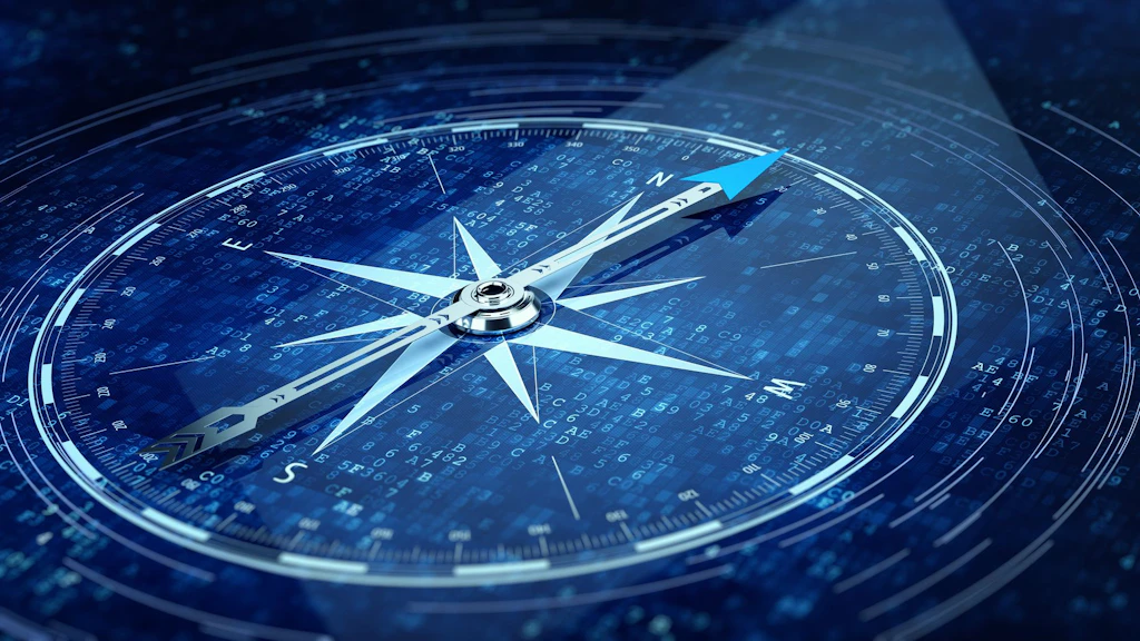 Cap indiqué sur un fond bleu numérique