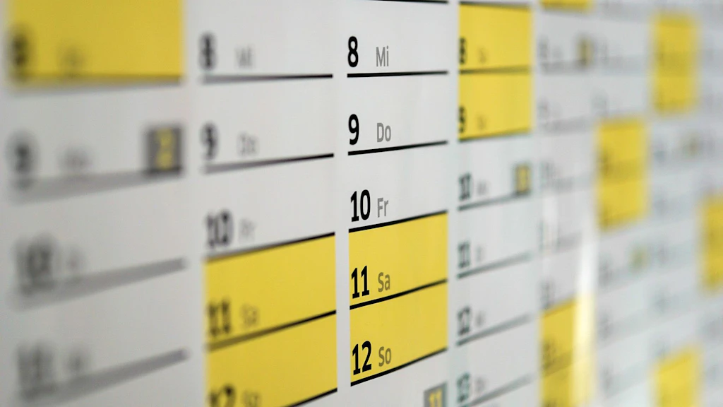 Gros plan sur un calendrier.