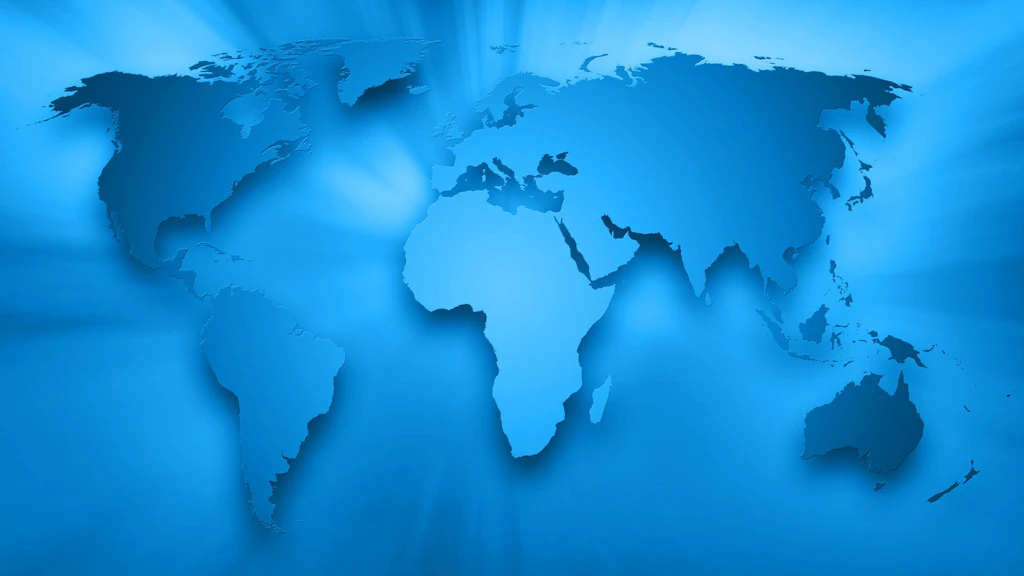 Carte du monde dans des tons bleus