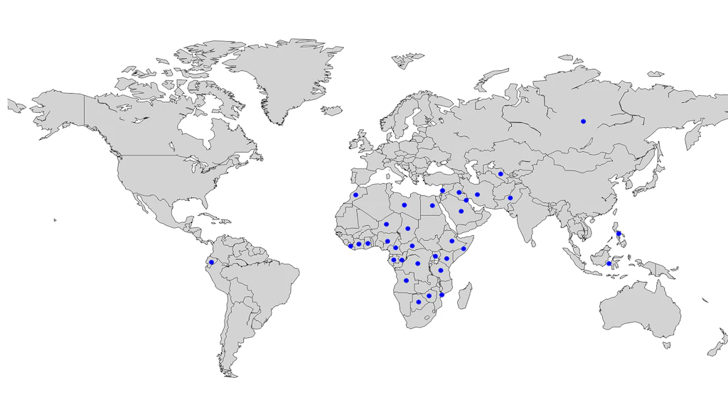 Carte mondiale des programmes PSI et VOC